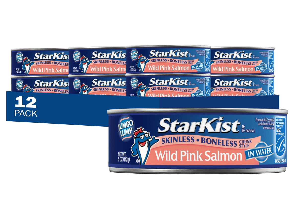 StarKist Wild Pink Salmon, Skinless & Boneless, 5 oz – 12 Pack