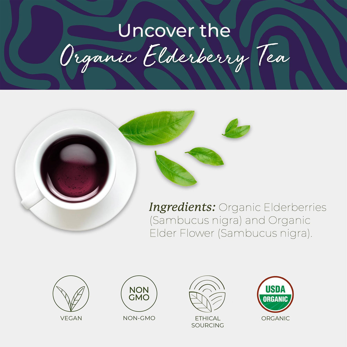 Starwest Botanicals Organic Elderberry Tea - Caffeine Free, 100 Bags