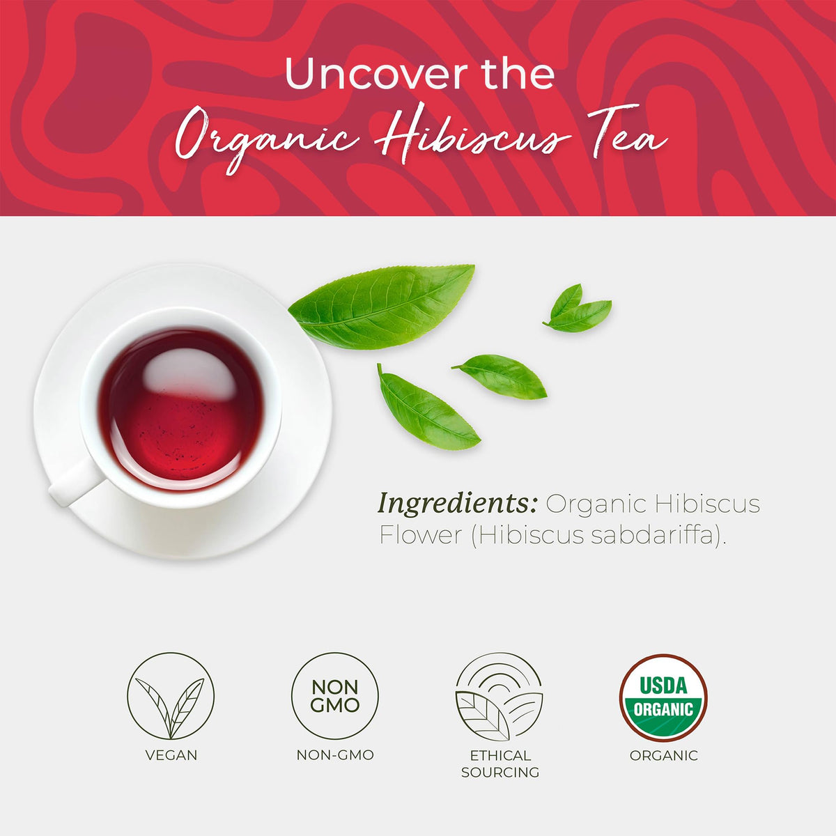 Starwest Botanicals Organic Hibiscus Tea - Caffeine Free, 100 Bags