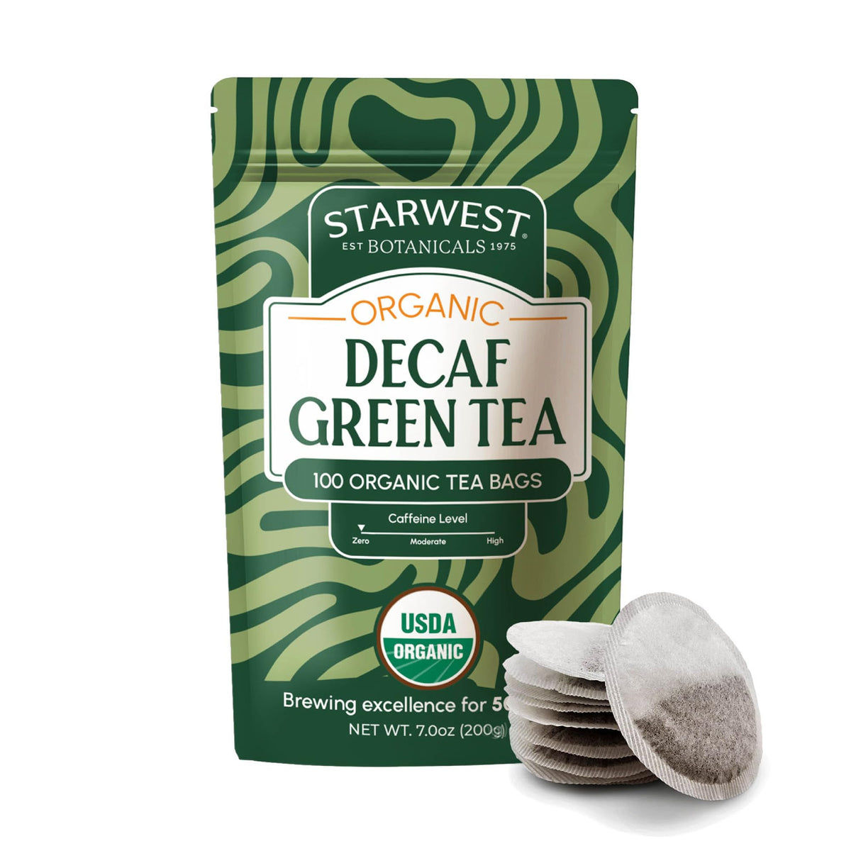 Starwest Botanicals Organic Decaf Green Tea – Caffeine Free, 100 Bags