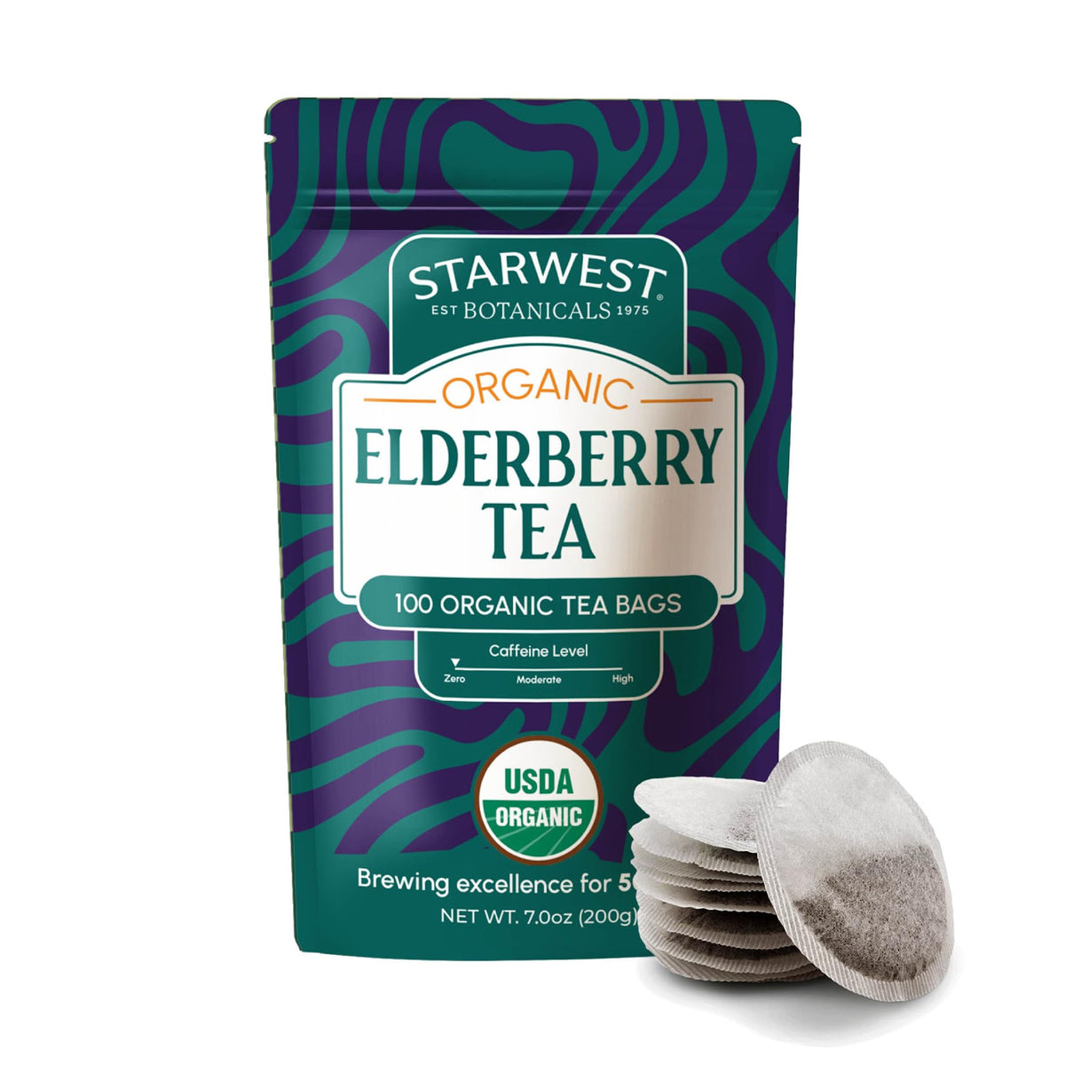 Starwest Botanicals Organic Elderberry Tea - Caffeine Free, 100 Bags