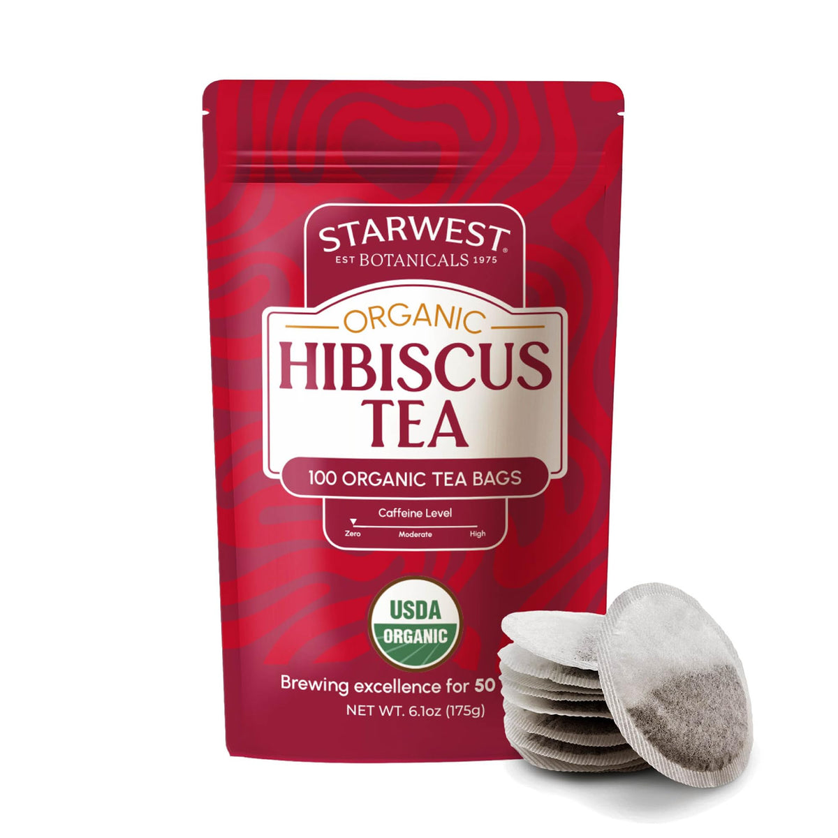 Starwest Botanicals Organic Hibiscus Tea - Caffeine Free, 100 Bags
