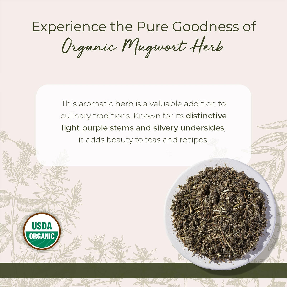 Starwest Botanicals Organic Mugwort Herb — Dried Loose Leaf, Kosher, Non-GMO, 1 lb Bulk