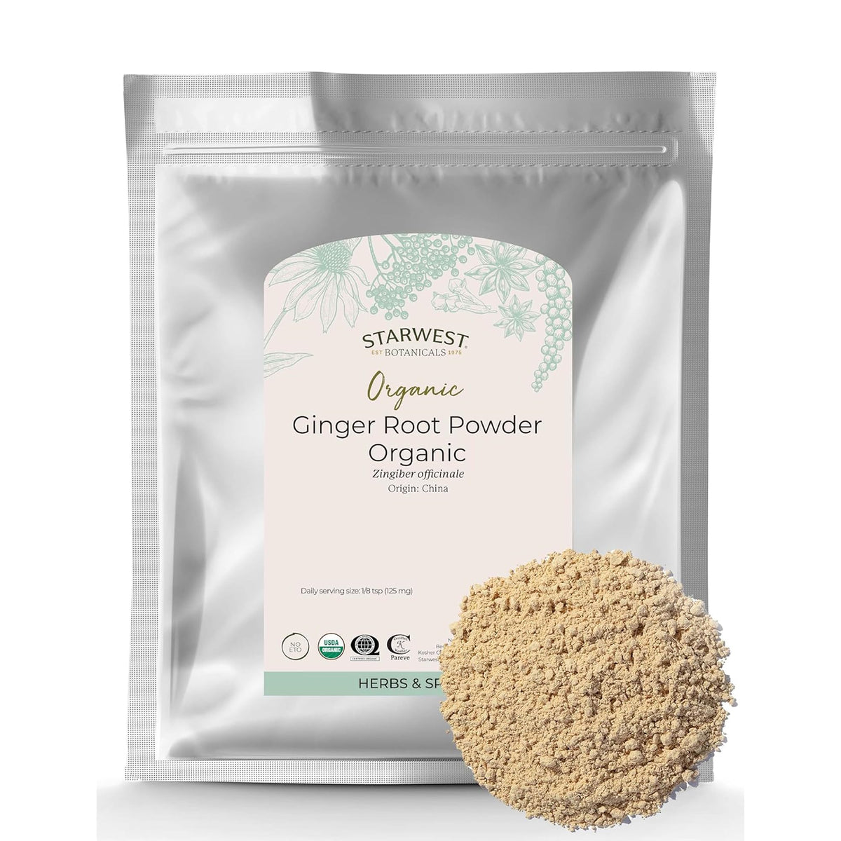 Starwest Botanicals Organic Ginger Root Powder – Ground Ginger for Tea & Cooking | Kosher & Non-GMO