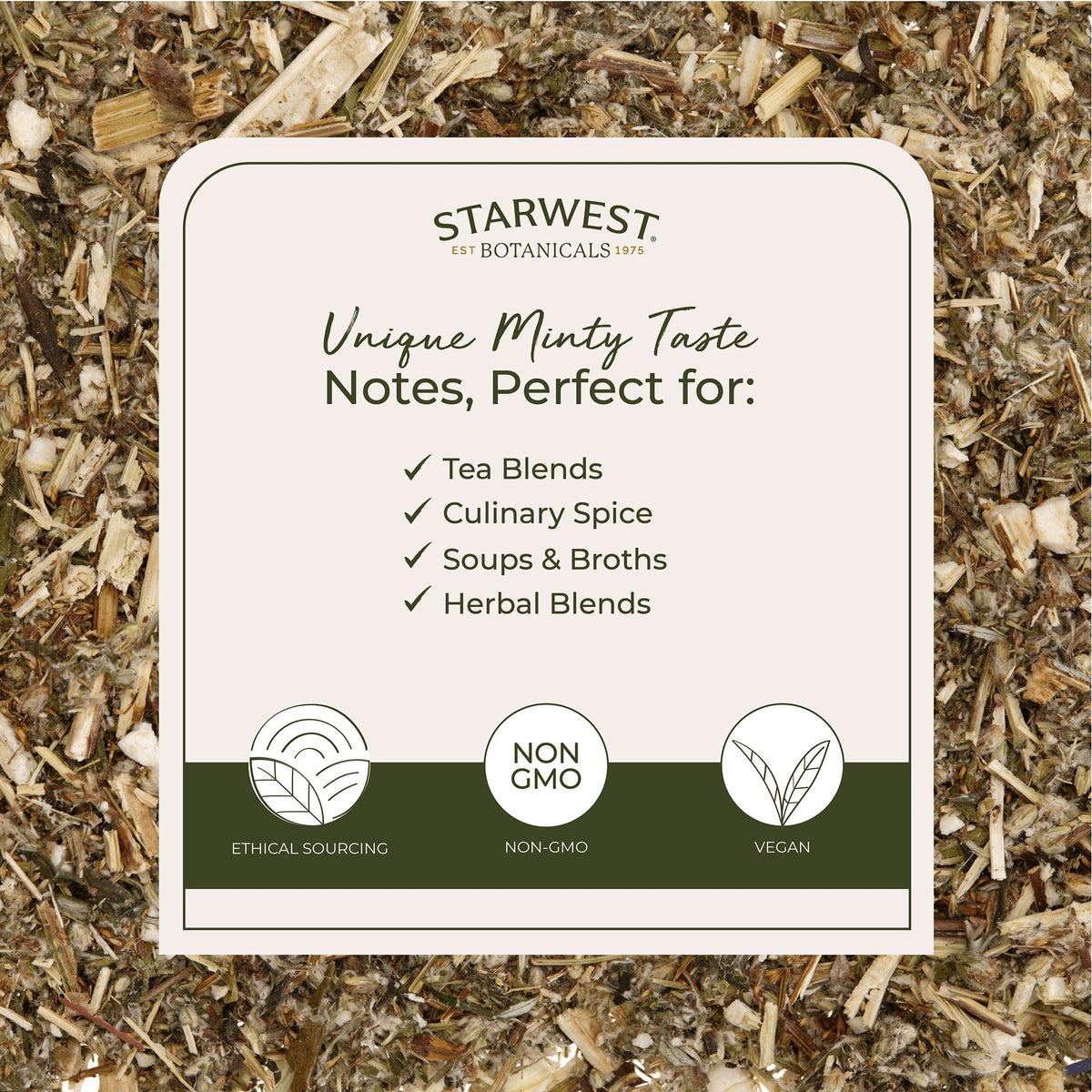 Starwest Botanicals Organic Mugwort Herb — Dried Loose Leaf, Kosher, Non-GMO, 1 lb Bulk