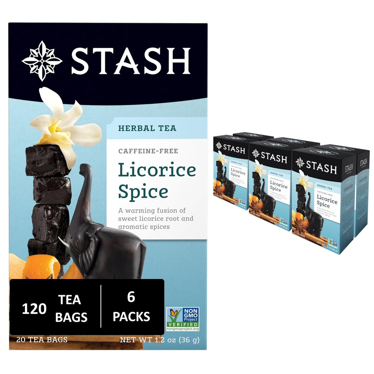 Stash Tea Licorice Spice Herbal Tea – 6 Boxes, 120 Tea Bags
