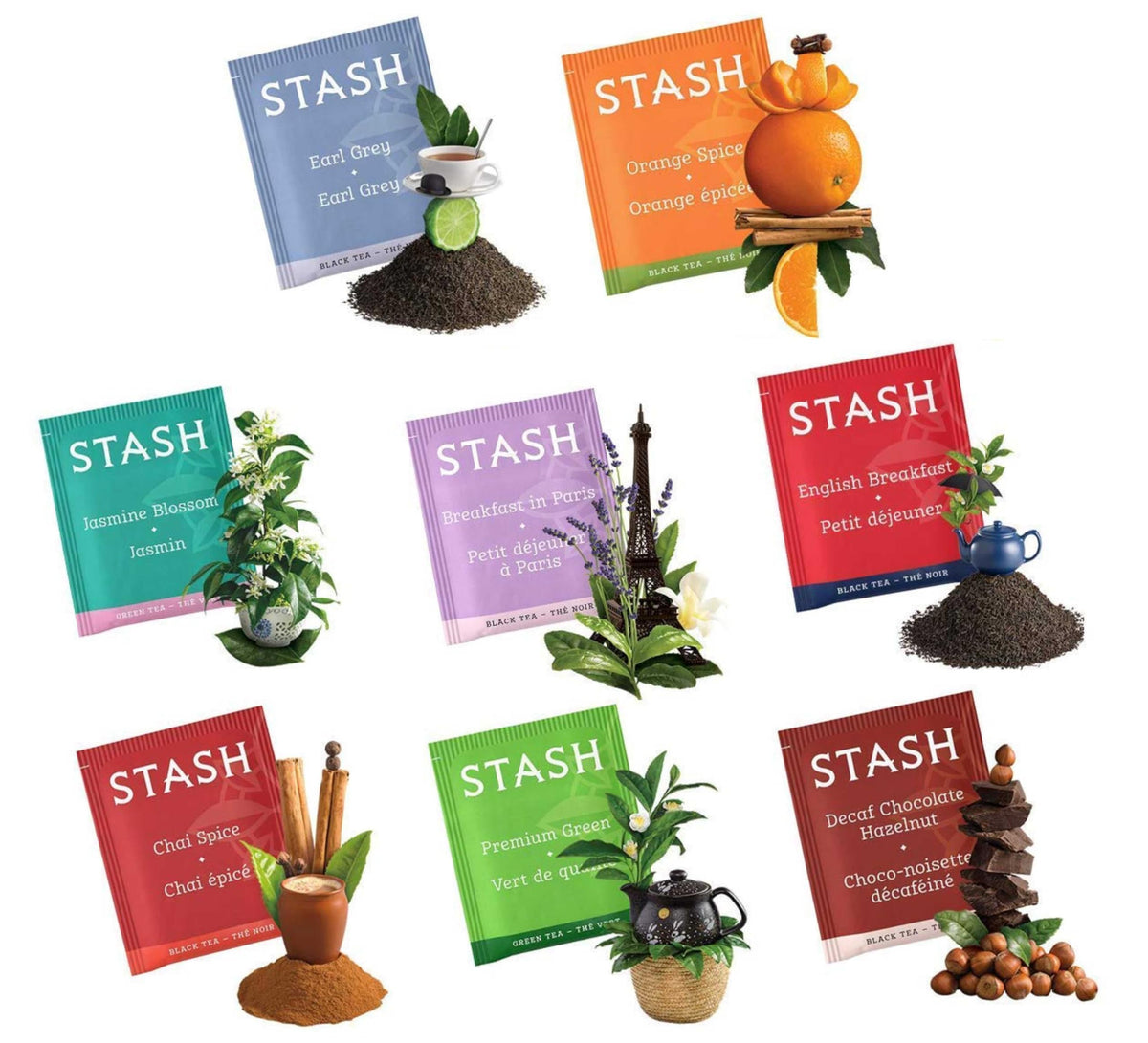 Stash Tea Bags Sampler Assortment – 52 Count, 30 Flavors Gift Set