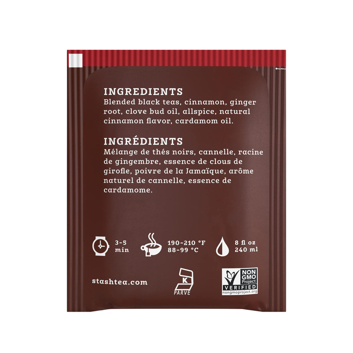 Stash Tea Double Spice Chai Black Tea – Box of 100 Foil-Sealed Bags (Packaging May Vary)