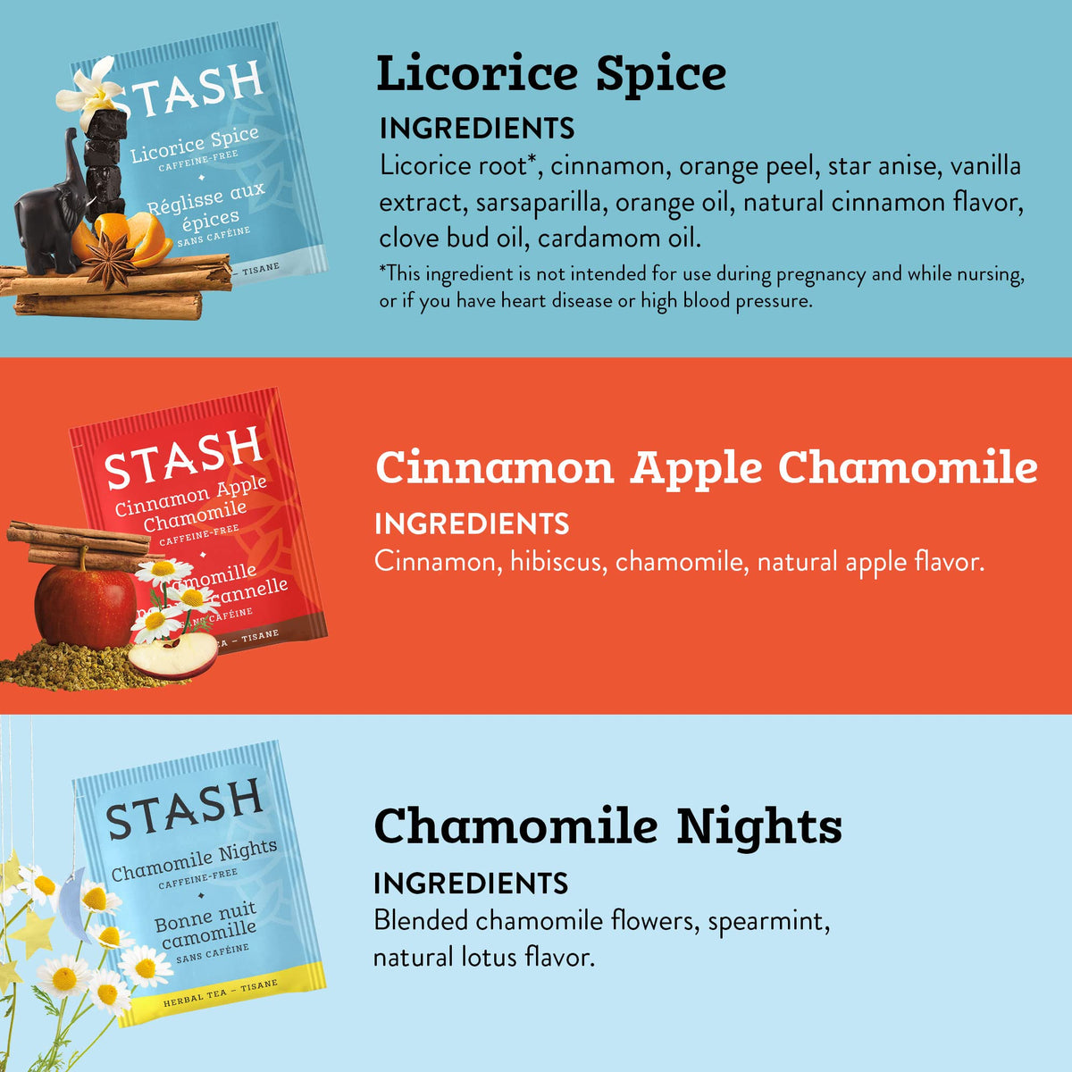 Stash Tea Soothing Herbal Tea Variety Pack – 6 Boxes, 108–120 Bags Total