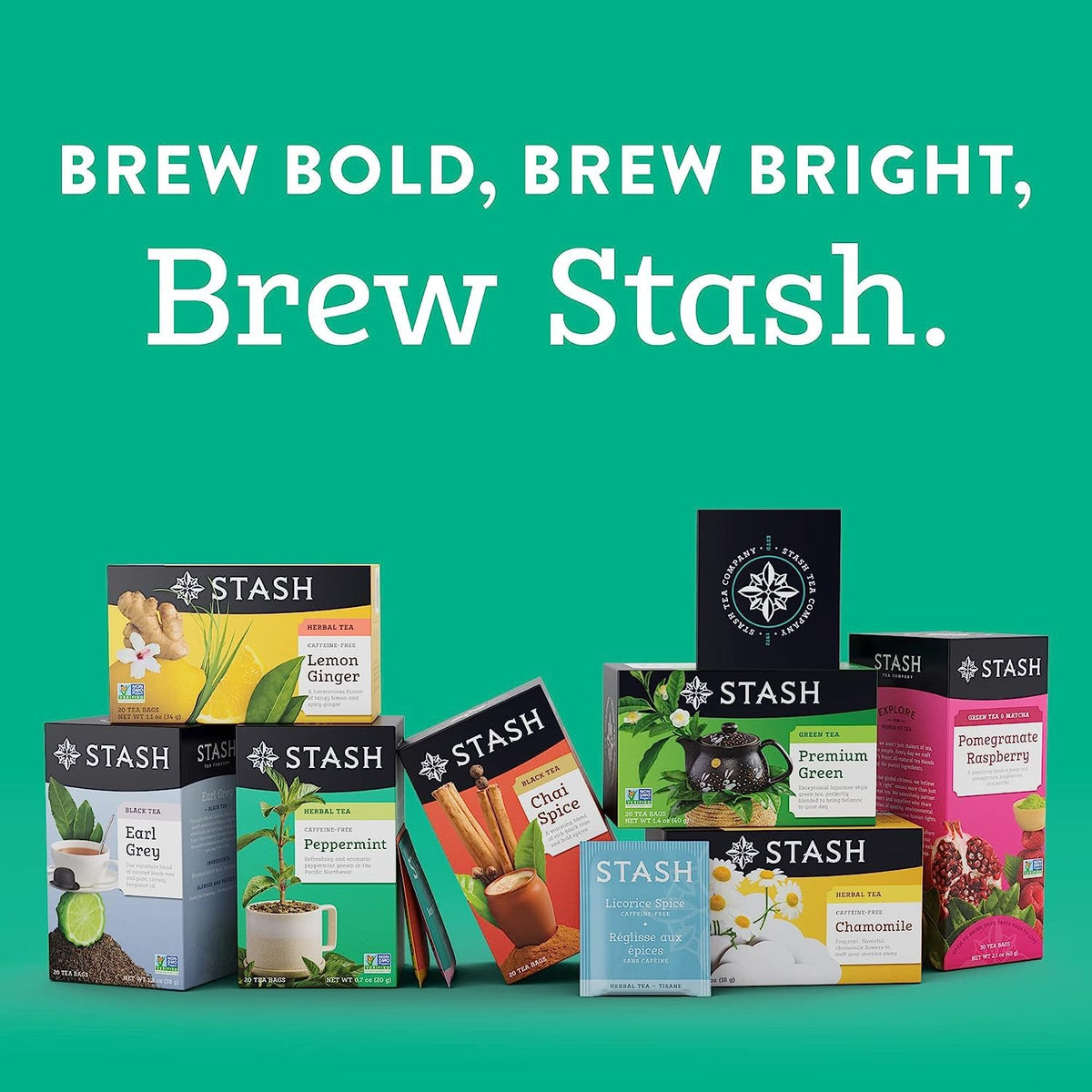 Stash Tea Soothing Herbal Tea Variety Pack – 6 Boxes, 108–120 Bags Total
