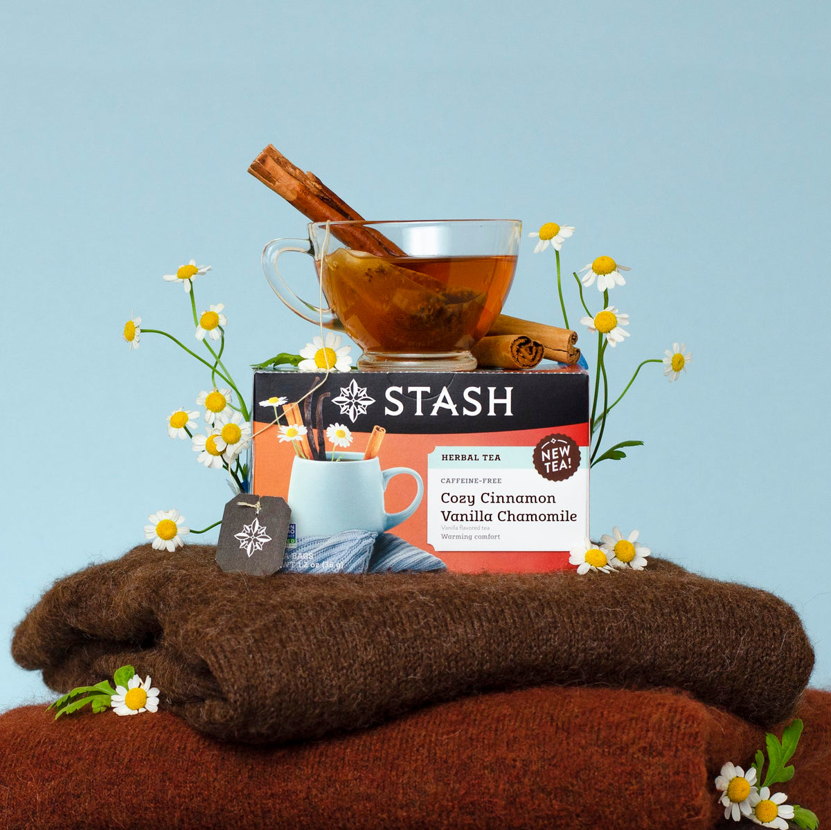 Stash Tea Cozy Cinnamon Vanilla Chamomile Herbal Tea – Caffeine-Free, Non-GMO, Kosher, Gluten Free (108 Bags Total, Pack of 6)