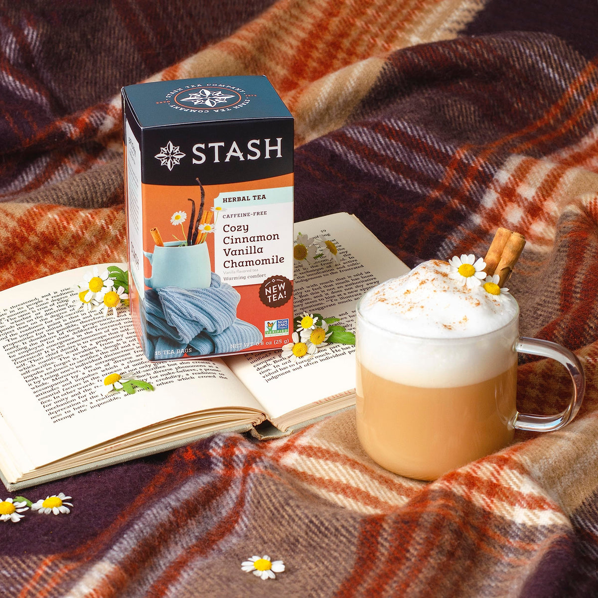 Stash Tea Cozy Cinnamon Vanilla Chamomile Herbal Tea – Caffeine-Free, Non-GMO, Kosher, Gluten Free (108 Bags Total, Pack of 6)