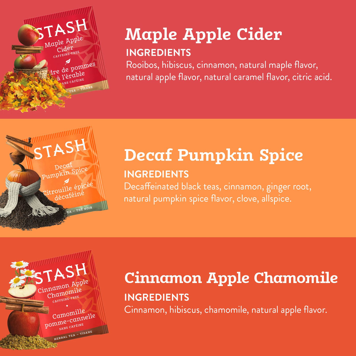 Stash Tea Fall for Autumn 6-Flavor Sampler – 120 Tea Bags