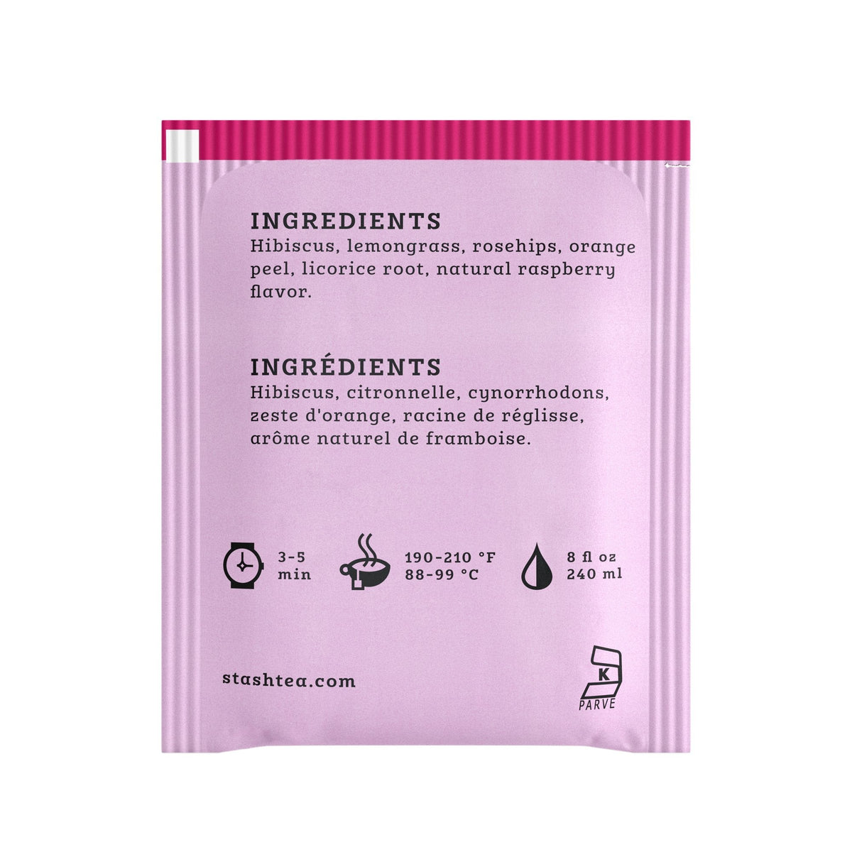 Stash Tea Wild Raspberry Hibiscus Herbal Tea — 100 Bags | Caffeine-Free & Bold Flavor