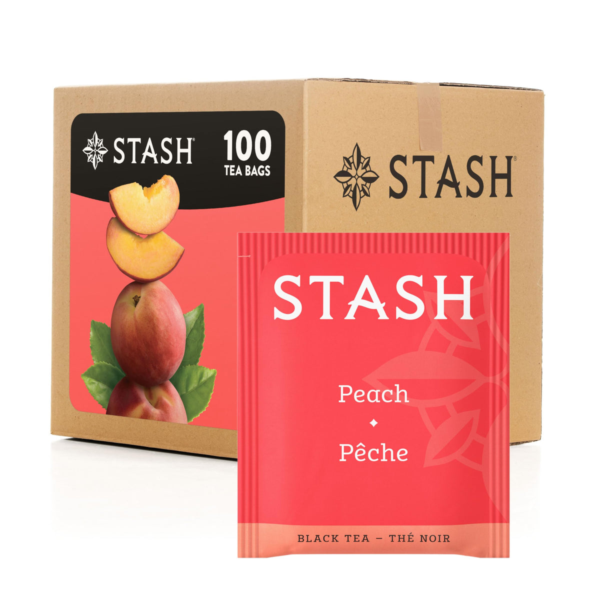 Stash Tea Peach Black Tea – Box of 100 Bags | Fresh Peach Flavor & Versatile Brew