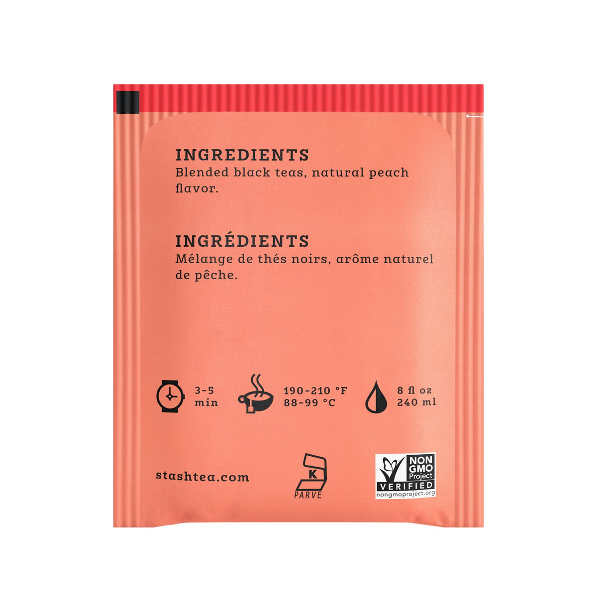 Stash Tea Peach Black Tea – Box of 100 Bags | Fresh Peach Flavor & Versatile Brew