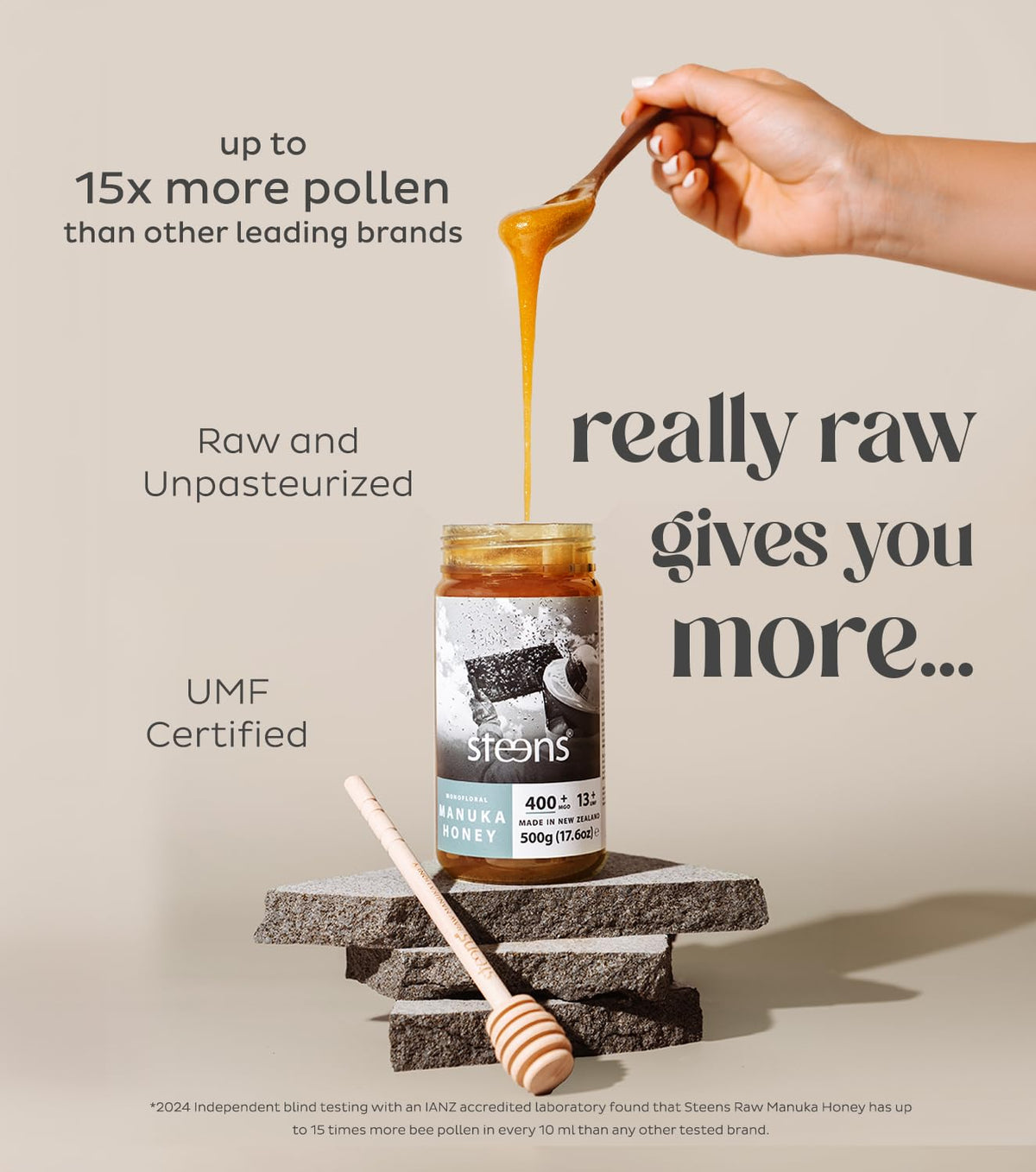 Steens Manuka Honey MGO 400+ • UMF 13+ Pure & Raw NZ Honey – 17.6 oz