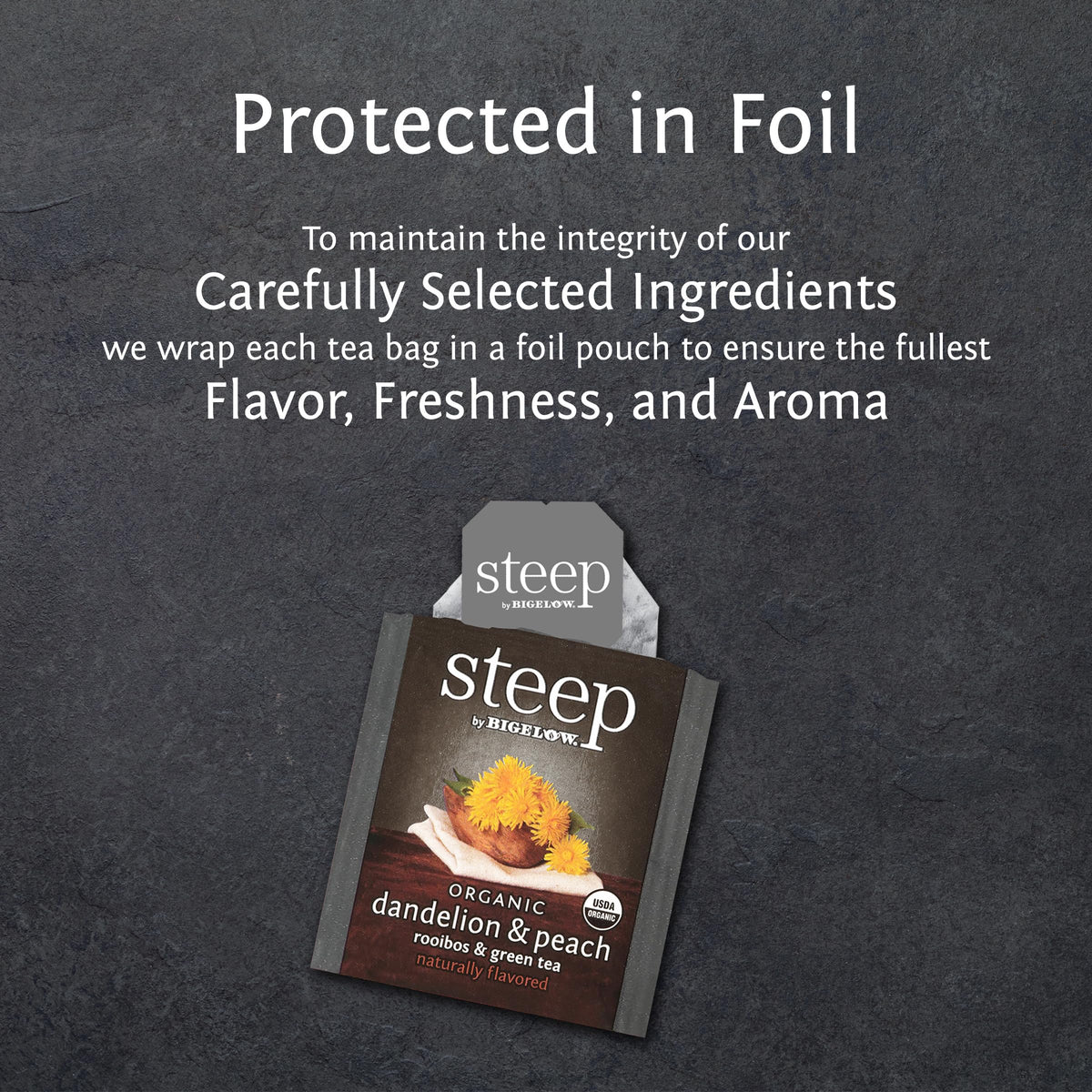 Steep by Bigelow Organic Dandelion Peach with Rooibos & Green Tea, Caffeinated — 120 Teabags (6 Pack)