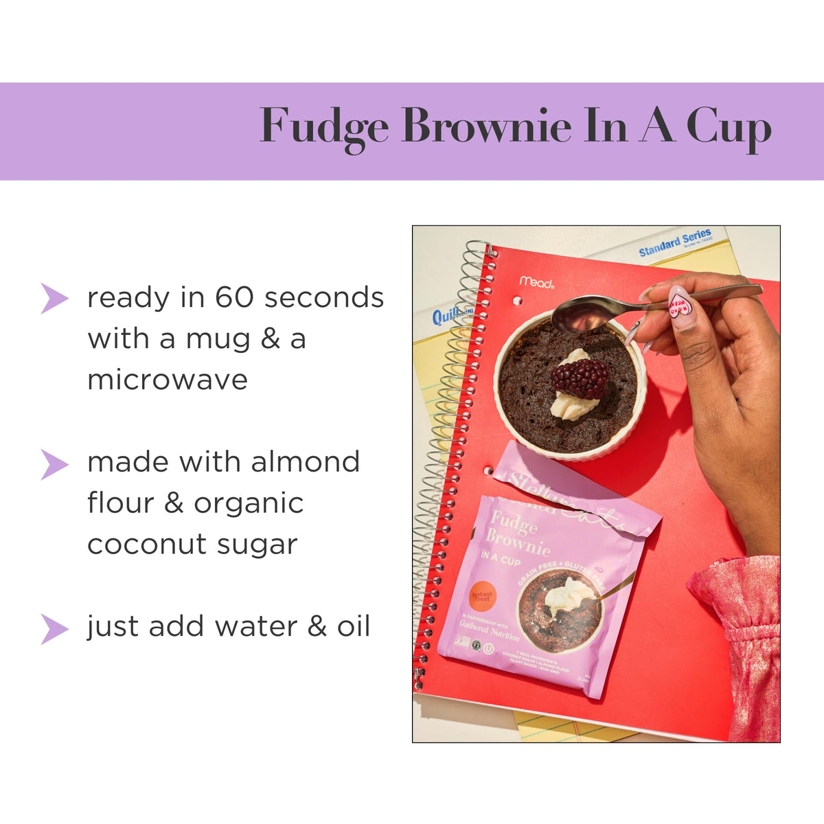 Stellar Eats Grain-Free Fudge Brownie in a Cup | 7g Protein, Gluten-Free & Dairy-Free | 8 Pack