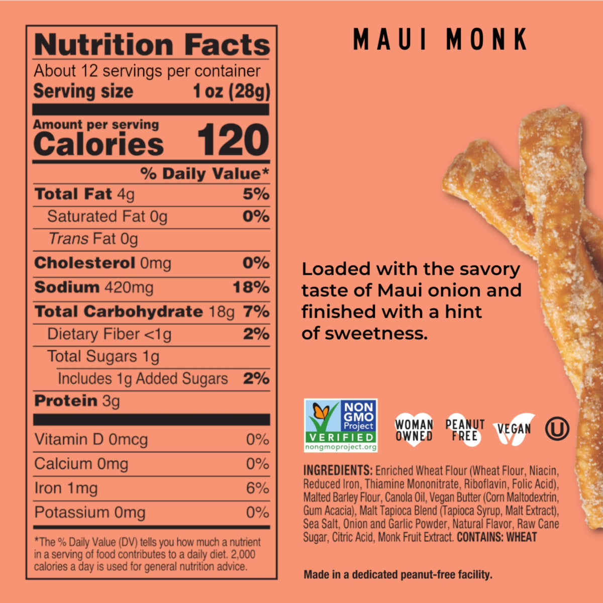 Stellar Snacks Maui Monk Pretzel Braids – 4 Pack, Resealable, Vegan, Kosher, Non-GMO, Peanut Free