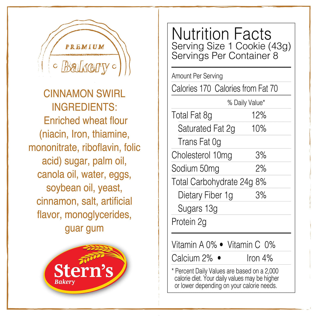 Stern's Bakery Cinnamon Buns Breakfast Pastry – 18 Individually Wrapped Cinnamon Rolls
