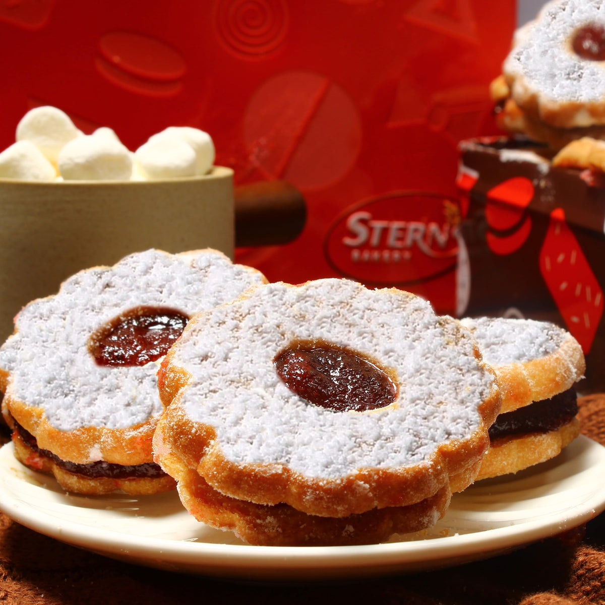 Linzer Cookies [18 Count] – Raspberry Jam Shortbread, Nut-Free & Kosher | Stern’s Bakery