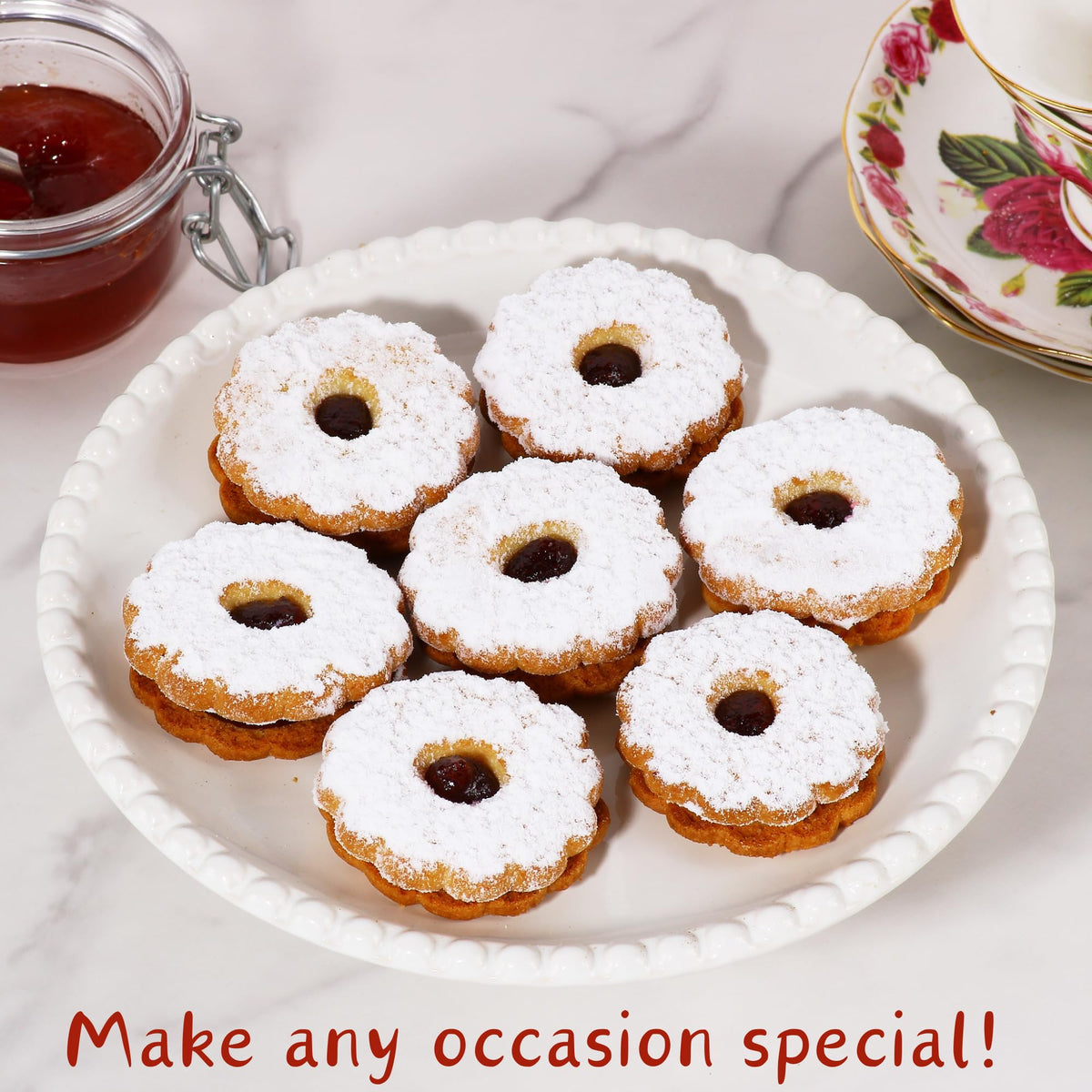 Linzer Cookies [18 Count] – Raspberry Jam Shortbread, Nut-Free & Kosher | Stern’s Bakery