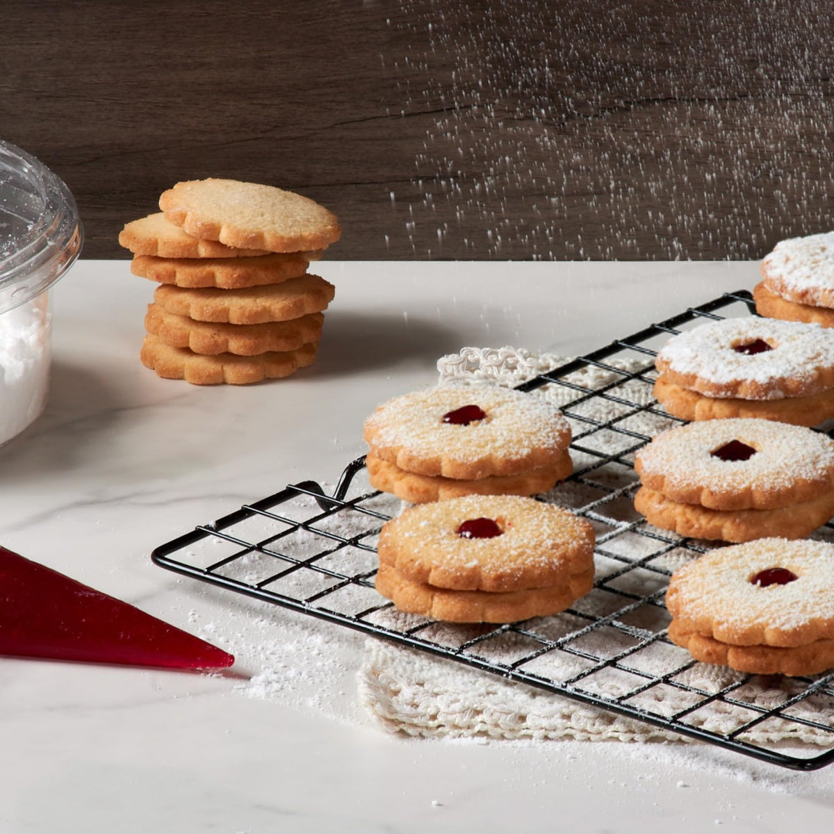 Linzer Cookies [18 Count] – Raspberry Jam Shortbread, Nut-Free & Kosher | Stern’s Bakery