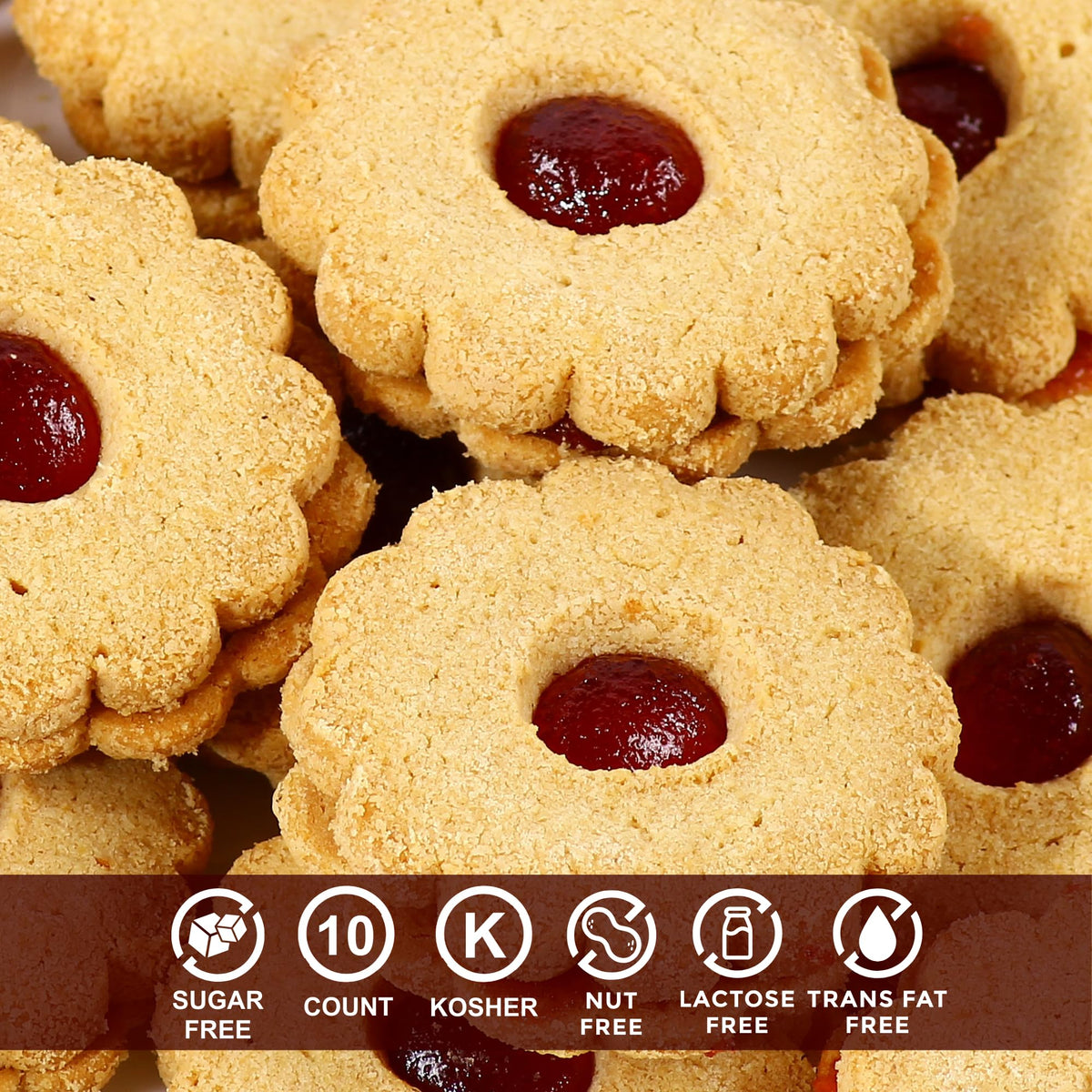 Sugar-Free Strawberry Linzer Cookies – 10 Count | Low Carb, Kosher, Dairy Free, Nut Free | Stern’s Bakery