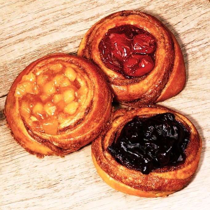 Stern's Bakery Fruit Danish Pastry – 12 Count, Assorted Fruit-Filled Cinnamon Buns, Kosher, Dairy Free & Nut Free