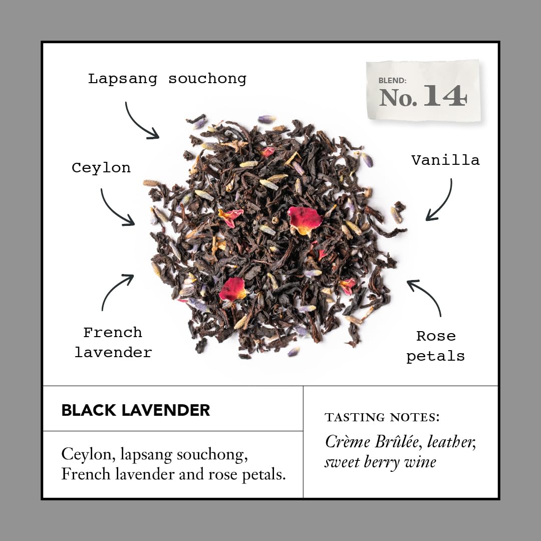 Steven Smith Teamaker Black Lavender No. 14 – Caffeinated Full-Leaf Black Tea (36 Sachets)