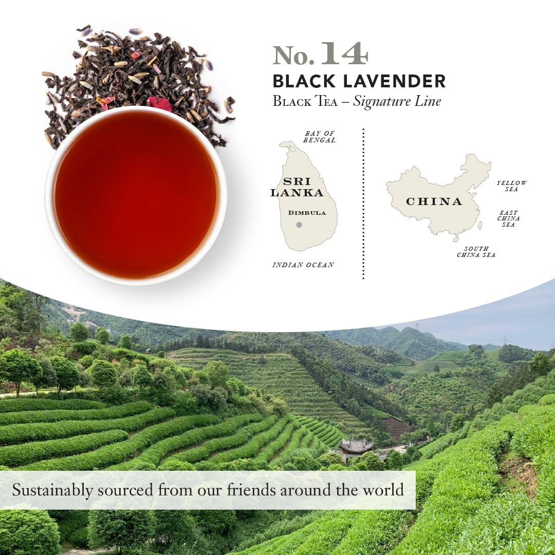 Steven Smith Teamaker Black Lavender No. 14 – Caffeinated Full-Leaf Black Tea (36 Sachets)