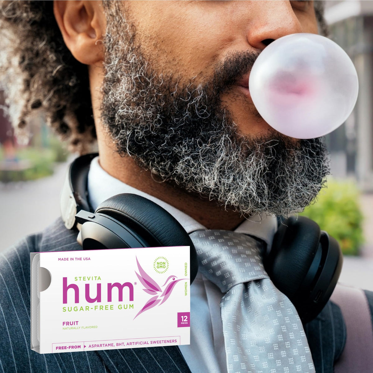 Stevita Hum Fruit Sugar-Free Gum – 72 Servings, 12-Pack (12 x 12), Non-GMO, Vegetarian, Keto, Gluten Free