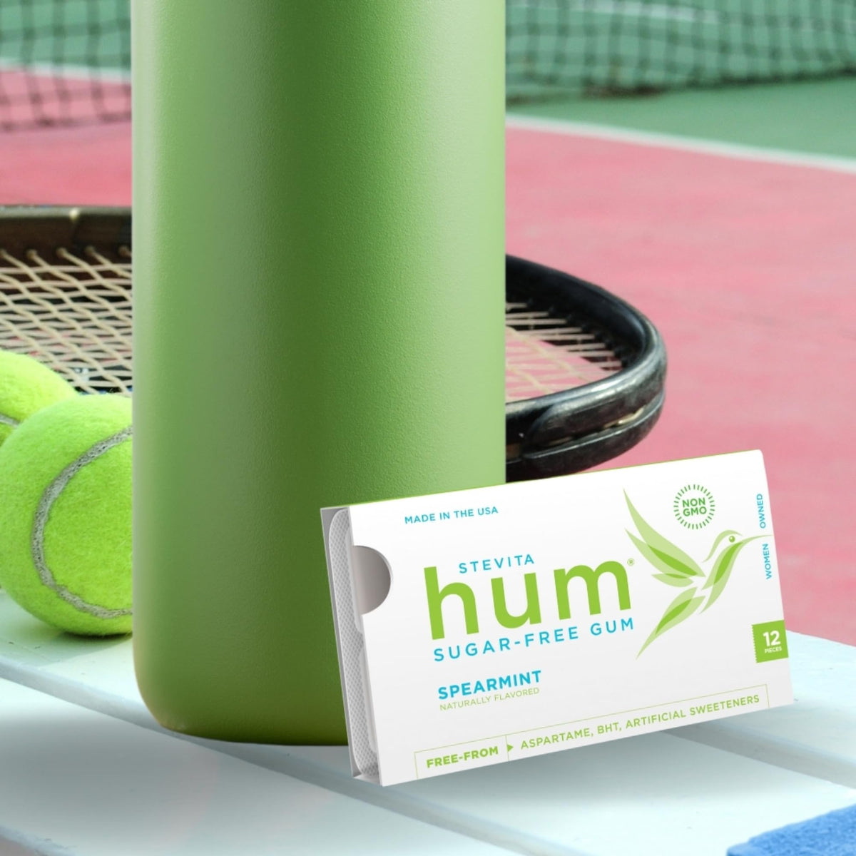 Stevita Hum Spearmint Sugar-Free Gum – 72 Servings, 12 Packs | Non-GMO, Vegetarian, Keto, Gluten Free