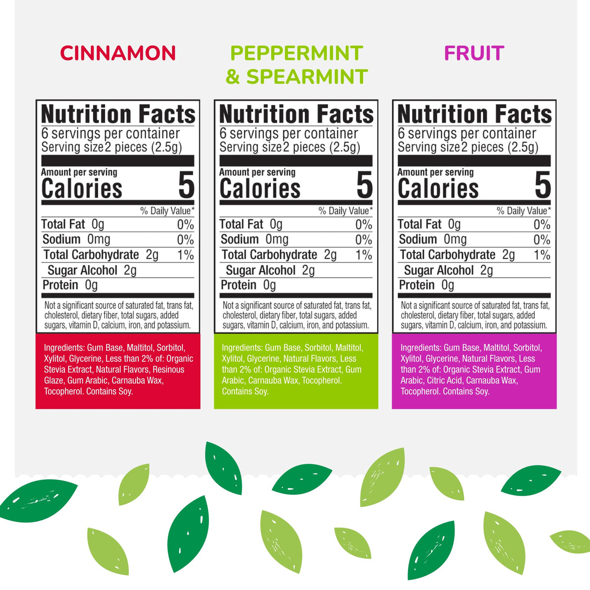 Stevita Hum Variety Pack — 12 Sugar-Free Gum Pack (Peppermint, Cinnamon, Spearmint & Fruit) | Non-GMO, Keto, Gluten Free