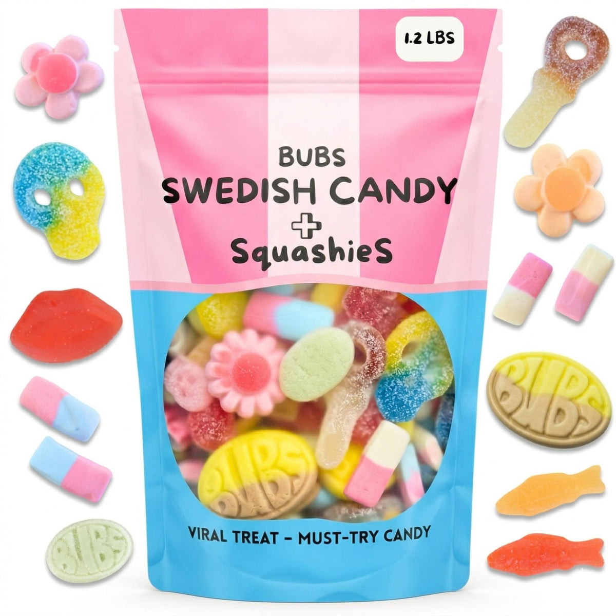STEYDA Swedish Candy Mix – 1.2 lb Bulk Bag with Squashies, BUBS Swedish Candy, Swedish Fish & Skulls