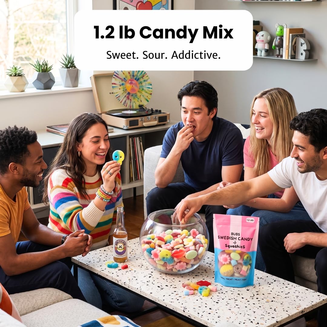 STEYDA Swedish Candy Mix – 1.2 lb Bulk Bag with Squashies, BUBS Swedish Candy, Swedish Fish & Skulls