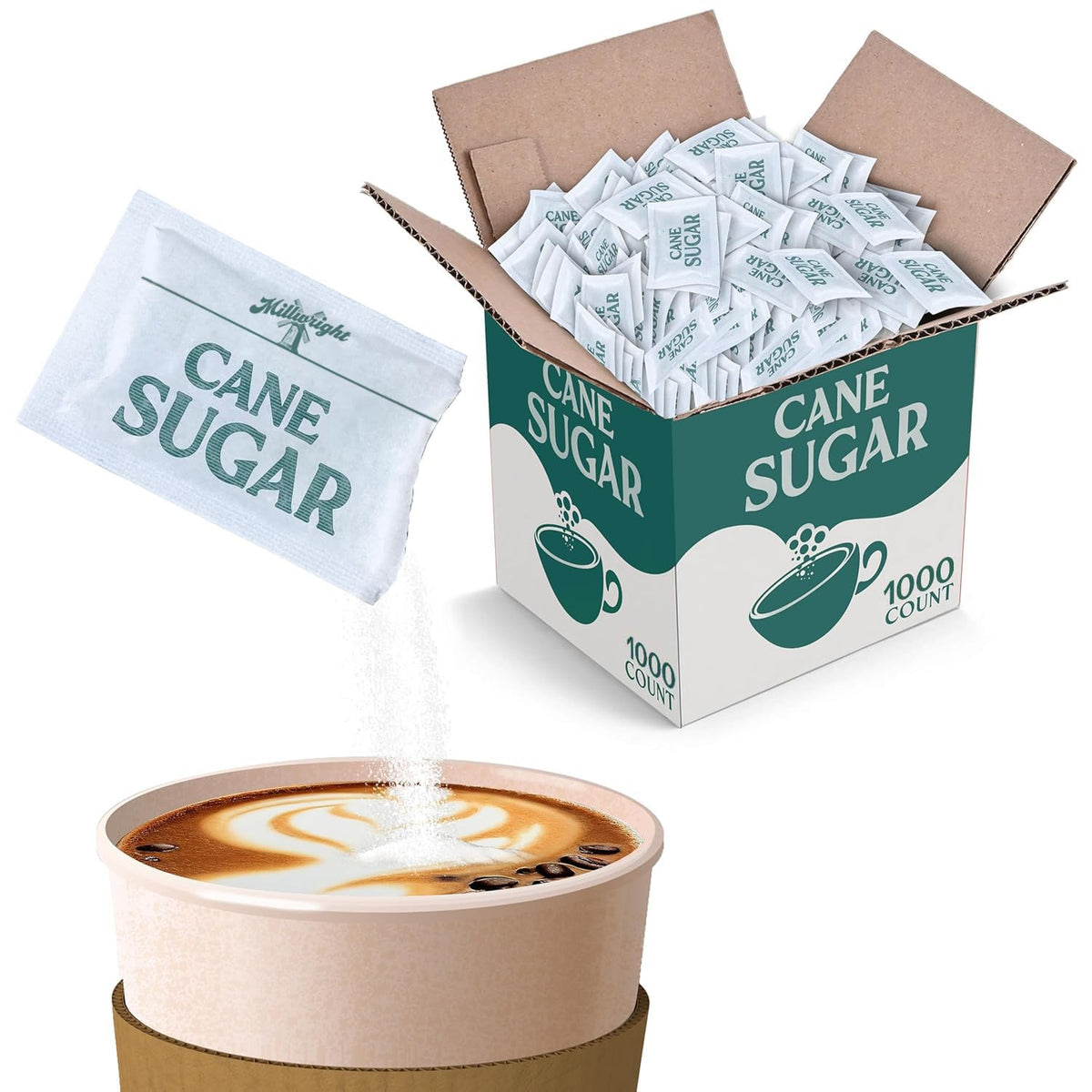 Stock Your Home Bulk White Sugar Packets – 1000 Count, 2.55 g Each for Coffee, Tea, and More