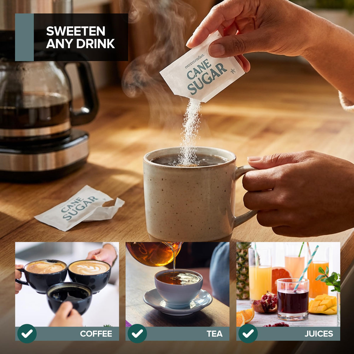 Stock Your Home Bulk White Sugar Packets – 1000 Count, 2.55 g Each for Coffee, Tea, and More