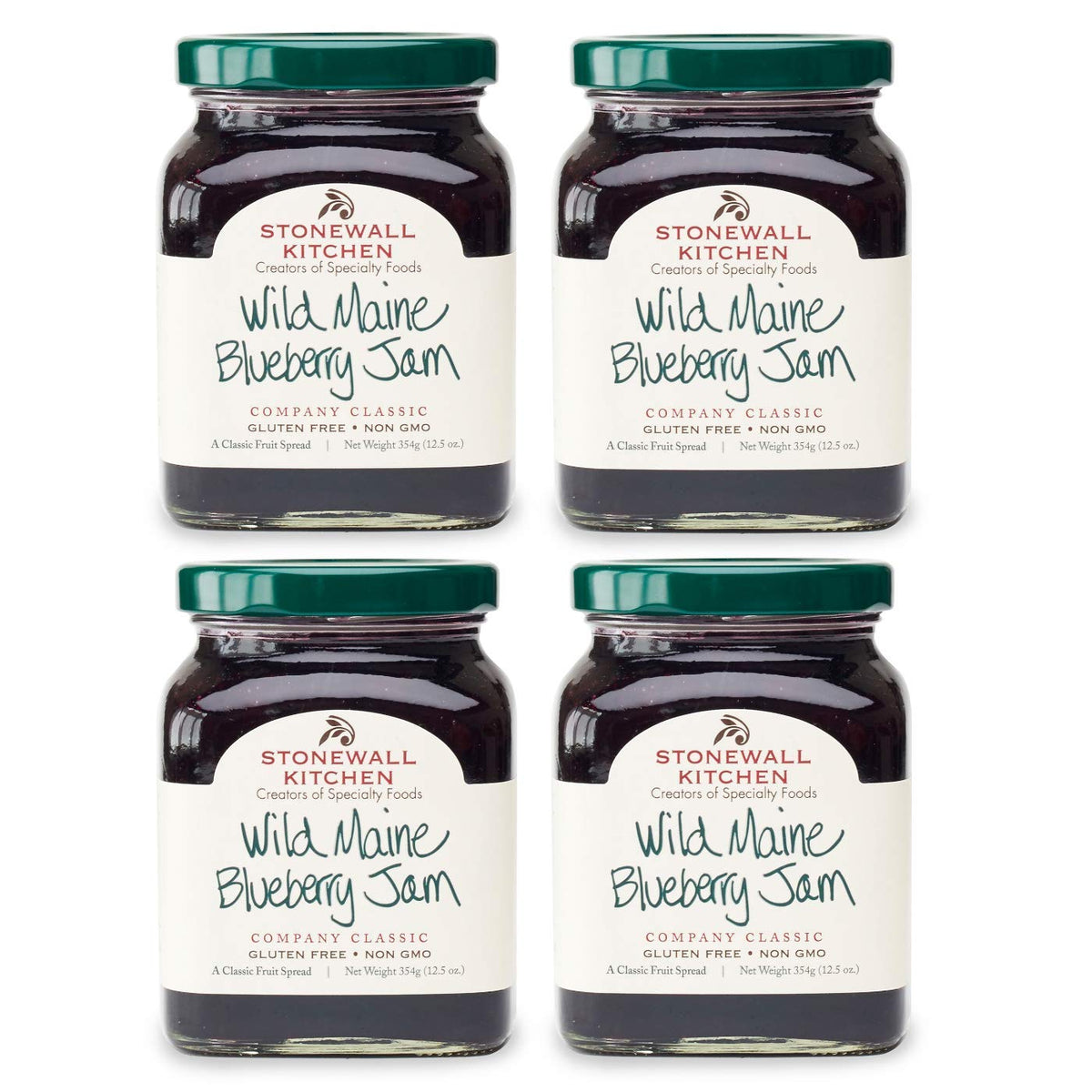 Stonewall Kitchen Wild Maine Blueberry Jam 4-Pack | Premium Berry Jam Gift Set