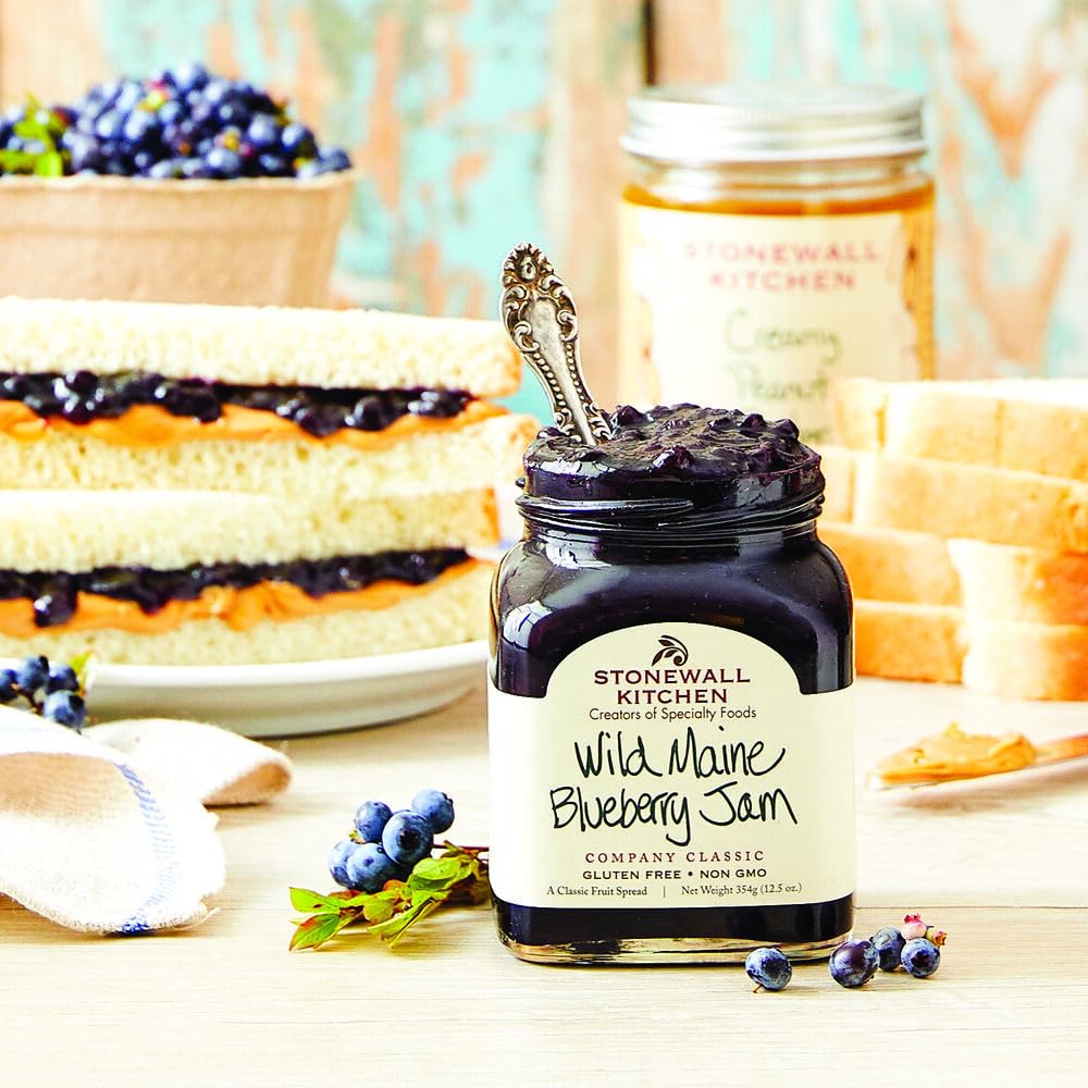Stonewall Kitchen Wild Maine Blueberry Jam 4-Pack | Premium Berry Jam Gift Set