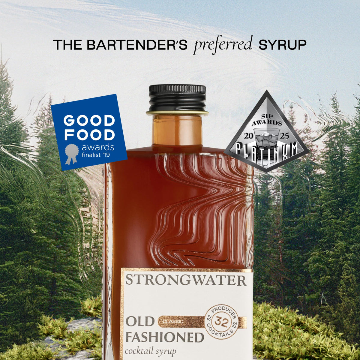 Strongwater Old Fashioned Mix – Makes 32 Cocktails | Handcrafted Syrup with Organic Cherry & Orange Zest