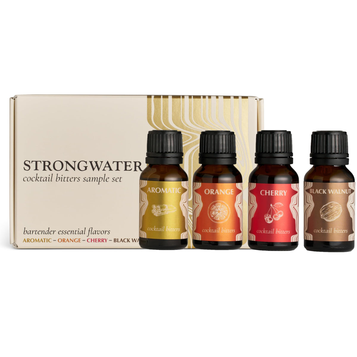 Strongwater Bitters Sample Set – 4 Flavors, 0.5 oz Each | Craft Cocktail Essentials