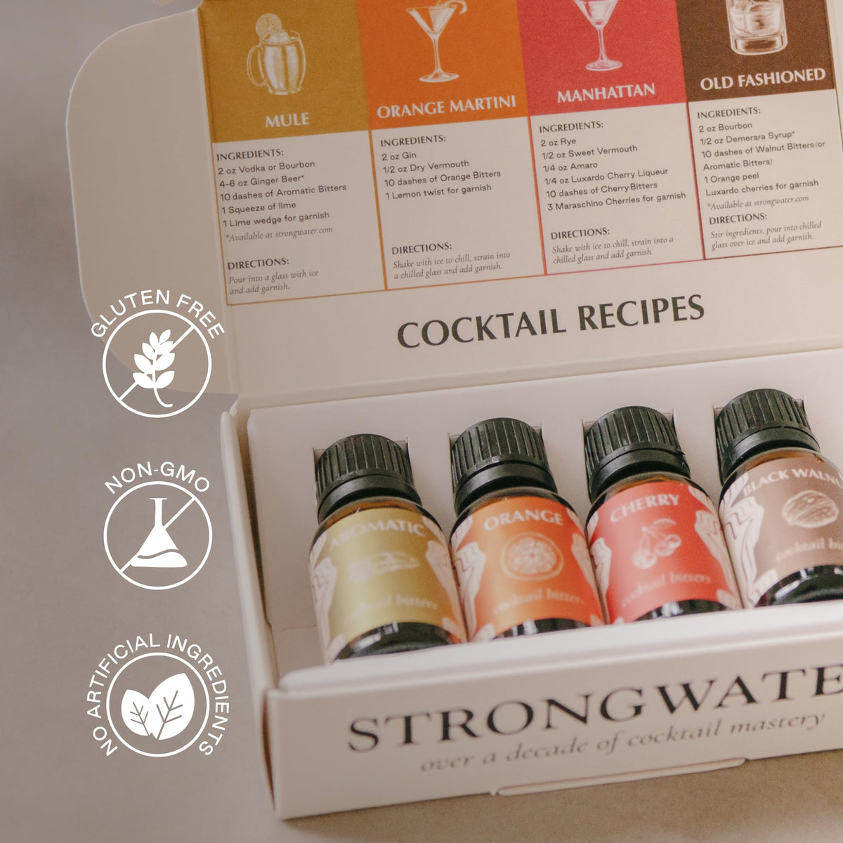Strongwater Bitters Sample Set – 4 Flavors, 0.5 oz Each | Craft Cocktail Essentials