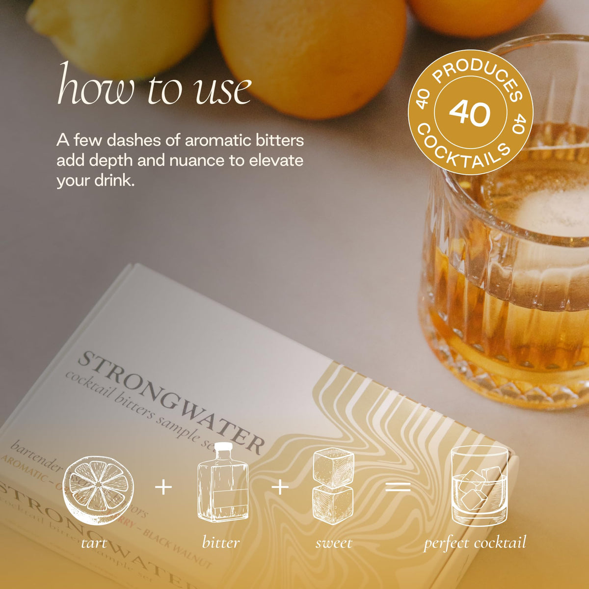 Strongwater Bitters Sample Set – 4 Flavors, 0.5 oz Each | Craft Cocktail Essentials