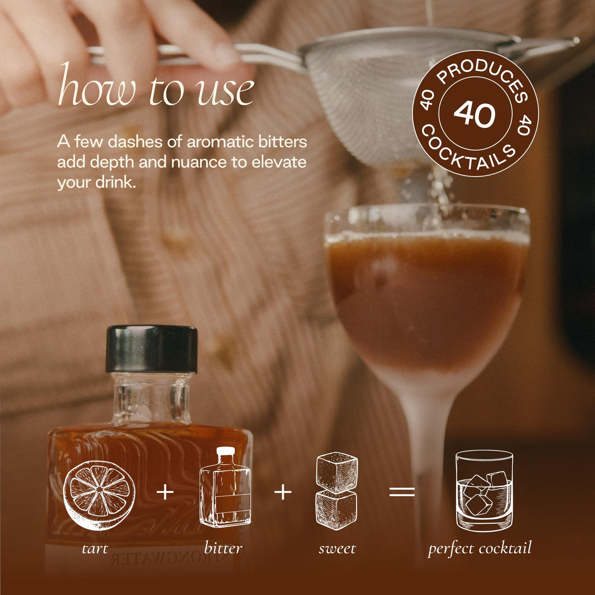 Strongwater Cacao Bitters (40 Servings) – Chocolate Bitters with Roasted Cacao Nibs, Vanilla & Cherry Bark
