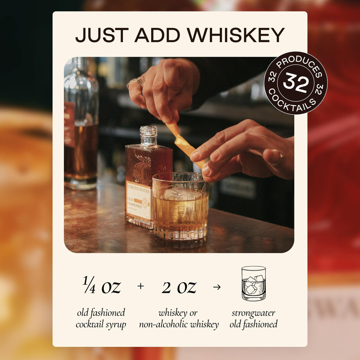 Strongwater Espresso Old Fashioned Craft Cocktail Mixer — 32 Cocktails