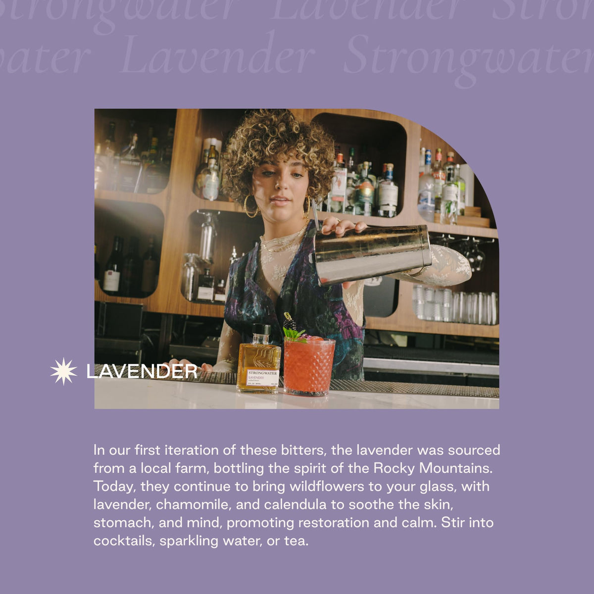 Strongwater Lavender Bitters (40 Servings) – Floral Lavender, Chamomile & Calendula, 3oz