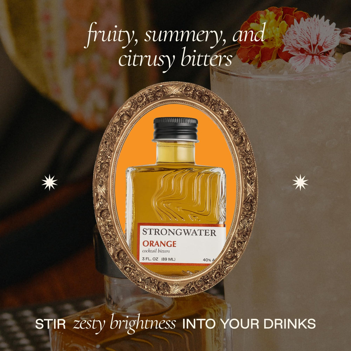 Strongwater Orange Bitters (40 Servings) – Spiced Orange Bitters with Citrus Zest, Cardamom & Walnut | 3oz