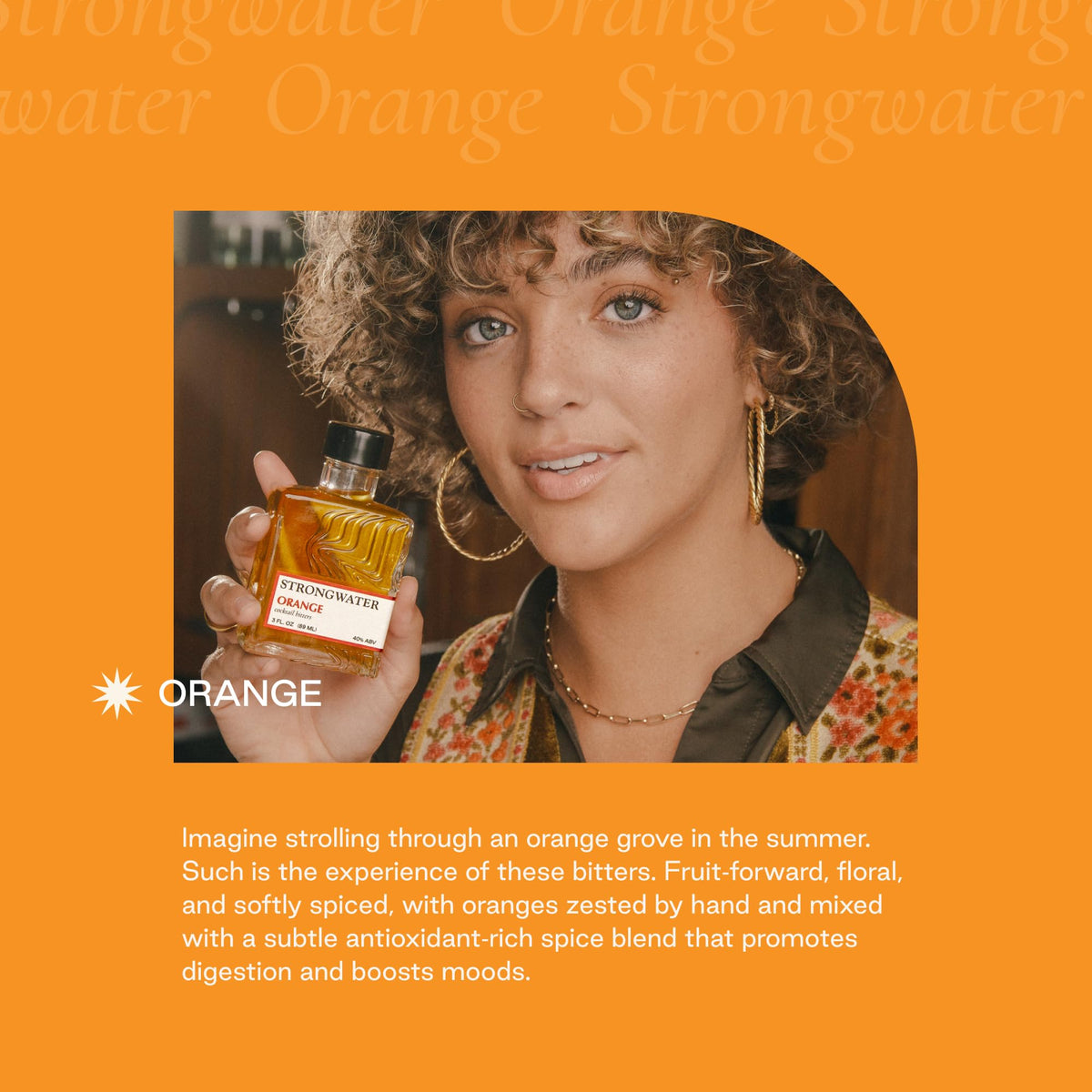 Strongwater Orange Bitters (40 Servings) – Spiced Orange Bitters with Citrus Zest, Cardamom & Walnut | 3oz